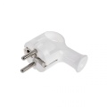 Mains angle plug with grounding 250VAC with finger hole White