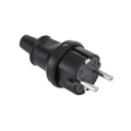Mains plug with grounding 16A 250VAC IP44, rubber cover Black