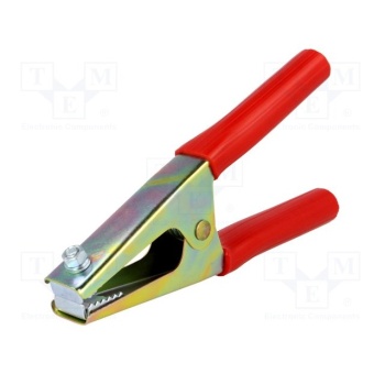Alligator terminal/clamp isolated 190mm, 45mm 350A, Red