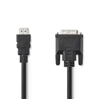HDMI™ Cable | HDMI™ Connector | DVI-D 24+1-Pin Male | 1080p | Nickel Plated | 2.00 m | Straight | PVC | Black | Envelope