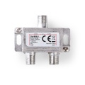 Satellite Splitter | 5 - 2400 MHz | 6.5 dB | Number of inputs: 1 | Number of outputs: 2 | Impedance: 75 Ohm | Zinc | Silver