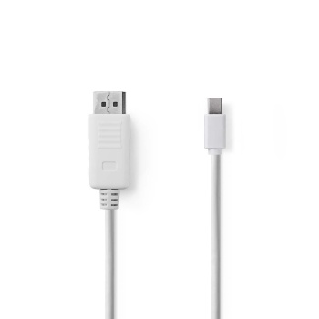 Mini DisplayPort Cable | DisplayPort 1.2 | Mini DisplayPort Male | DisplayPort Male | 21.6 Gbps | Nickel Plated | 2.00 m | Round | PVC | White | Polybag