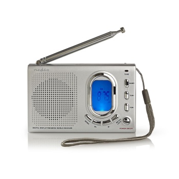 World Receiver Radio | Portable Design | AM / FM / SW | Battery Powered / Mains Powered | Digital | 1.5 W | Headphone output | Alarm clock | Sleep timer | Grey