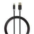 USB Cable | USB 2.0 | USB-A Male | USB Mini-B 5 pin Male | 480 Mbps | Gold Plated | 2.00 m | Round | PVC | Anthracite | Window Box