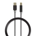 USB Cable | USB 2.0 | USB-A Male | USB-B Male | 480 Mbps | Gold Plated | 3.00 m | Round | PVC | Anthracite | Window Box