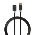 USB Cable | USB 2.0 | USB-A Male | USB-A Female | 480 Mbps | Gold Plated | 2.00 m | Round | PVC | Anthracite | Box