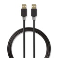 USB Cable | USB 2.0 | USB-A Male | USB-A Male | 480 Mbps | Gold Plated | 2.00 m | Round | PVC | Anthracite | Box