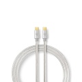 USB Cable | USB 3.2 Gen 1 | USB-C™ Male | USB-C™ Male | 60 W | 4K@60Hz | 5 Gbps | Gold Plated | 1.00 m | Round | Braided / Nylon | Aluminium | Cover Window Box