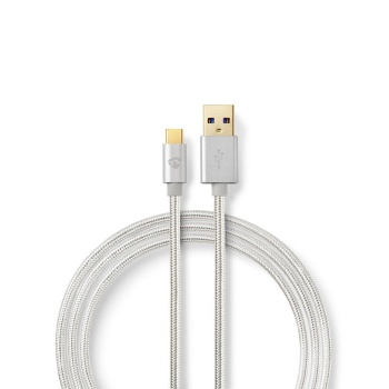 USB Cable | USB 3.2 Gen 1 | USB-A Male | USB-C™ Male | 15 W | 5 Gbps | Gold Plated | 2.00 m | Round | Braided / Nylon | Aluminium | Cover Window Box