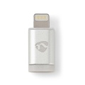 Lightning Adapter | Apple Lightning 8-Pin | USB Micro-B Female | Gold Plated | Round | Aluminium