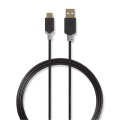 USB Cable | USB 2.0 | USB-A Male | USB-C™ Male | 60 W | 480 Mbps | Gold Plated | 1.00 m | Round | PVC | Anthracite | Window Box