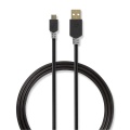 USB Cable | USB 2.0 | USB-A Male | USB Micro-B Male | 480 Mbps | Gold Plated | 2.00 m | Round | PVC | Anthracite | Box