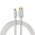 Lightning Cable | USB 2.0 | Apple Lightning 8-Pin | USB-A Male | 480 Mbps | Gold Plated | 3.00 m | Round | Braided / Nylon | Aluminium | Cover Window Box