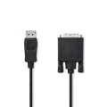 DisplayPort Cable | DisplayPort Male | DVI-D 24+1-Pin Male | 1080p | Nickel Plated | 3.00 m | Round | PVC | Black | Polybag