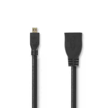 High Speed HDMI™ Cable with Ethernet | HDMI™ Micro Connector | HDMI™ Output | 4K@30Hz | 10.2 Gbps | 0.20 m | Round | PVC | Black | Polybag