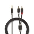 Stereo Audio Cable | 3.5 mm Male | 2x RCA Male | Gold Plated | 1.00 m | Round | Anthracite | Box