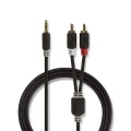 Stereo Audio Cable | 3.5 mm Male | 2x RCA Male | Gold Plated | 3.00 m | Round | Anthracite | Box