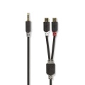 Stereo Audio Cable | 3.5 mm Male | 2x RCA Female | Gold Plated | 0.20 m | Round | Anthracite | Box
