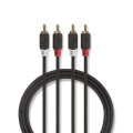 Stereo Audio Cable | 2x RCA Male | 2x RCA Male | Gold Plated | 2.00 m | Round | Anthracite | Box