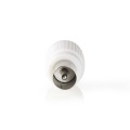 IEC (Coax) Connector | Straight | Female / Male | Nickel Plated | 75 Ohm | Screw | Cable input diameter: 7.0 mm | Metal / PVC | White | 2 pcs | Box