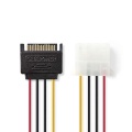 Internal Power cable | SATA 15-Pin Male | Molex Female | Gold Plated | 0.15 m | Round | PVC | Multi Colour | Envelope