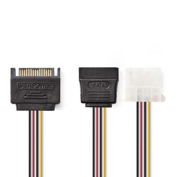 Internal Power cable | SATA 15-Pin Male | Molex Female / SATA 15-Pin Female | Gold Plated | 0.20 m | Round | PVC | Multi Colour | Envelope
