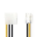 Internal Power cable | Molex Male | PCI Express Male | Gold Plated | 0.20 m | Round | PVC | Black / Yellow | Envelope