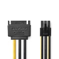 Internal Power cable | SATA 15-Pin Male | PCI Express Female | Gold Plated | 0.20 m | Round | PVC | Black / Yellow | Envelope