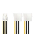 Internal Power cable | 2x Molex Male | PCI Express Female | Gold Plated | 0.20 m | Round | PVC | Black / Yellow | Polybag
