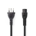 Power Cable | CH Type 12 | IEC-320-C5 | Straight | Straight | Nickel Plated | 2.00 m | Round | PVC | Black | Envelope