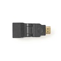 HDMI™ Adapter | HDMI™ Connector | HDMI™ Female | Gold Plated | Swivel | ABS | Black | 1 pcs | Envelope