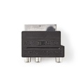 SCART Adapter | SCART Male | S-Video Female / 3x RCA Female | Nickel Plated | Switchable | ABS | Black | 1 pcs | Polybag