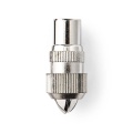 IEC (Coax) Connector | Straight | Male | Nickel Plated | 75 Ohm | Screw | Cable input diameter: 7.0 mm | Metal | Silver | 2 pcs | Polybag