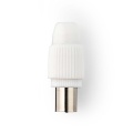 IEC (Coax) Connector | Straight | Male | Nickel Plated | 75 Ohm | Screw | Cable input diameter: 7.0 mm | Metal / PVC | White | 2 pcs | Envelope