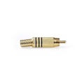 RCA Connector | Straight | Male | Gold Plated | Solder | Cable input diameter: 7.0 mm | Metal | Black | 10 pcs | Polybag