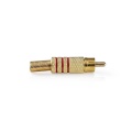 RCA Connector | Straight | Male | Gold Plated | Solder | Cable input diameter: 7.0 mm | Metal | Red | 10 pcs | Envelope