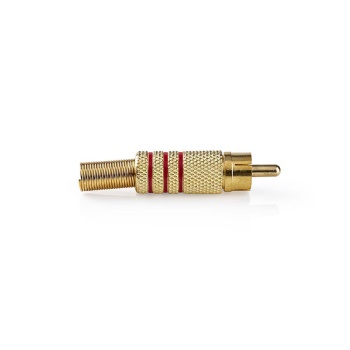RCA Connector | Straight | Male | Gold Plated | Solder | Cable input diameter: 7.0 mm | Metal | Red | 10 pcs | Envelope