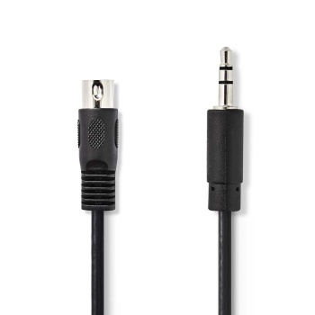DIN Audio Cable | DIN 5-Pin Male | 3.5 mm Male | Nickel Plated | 1.00 m | Round | PVC | Black | Envelope
