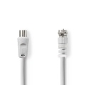 Satellite & Antenna Cable | F Male | IEC (Coax) Male | Nickel Plated | 30 dB | 75 Ohm | Double Shielded | 3.00 m | Round | PVC | White | Polybag