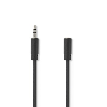 Stereo Audio Cable | 3.5 Mm Male | 3.5 Mm Female | Nickel Plated | 2.00 M | Round | Black | Polybag