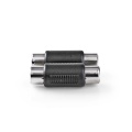 Stereo Audio Adapter | 2x RCA Female | 2x RCA Female | Nickel Plated | Straight | ABS | Black | 1 pcs | Box