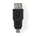USB Micro-B Adapter | USB 2.0 | USB Micro-B Male | USB-A Female | 480 Mbps | Nickel Plated | PVC | Black | Blister