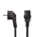 Power Cable | Plug with earth contact male | IEC-320-C13 | Angled | Straight | Nickel Plated | 2.00 m | Round | PVC | Black | Box