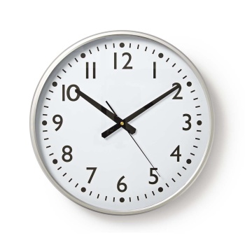 Wall Clock | Diameter: 380 mm | Plastic | Silver / White
