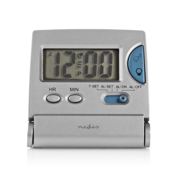 Digital Desk Alarm Clock | Backlight LCD Display | 1.7 cm | Backlight | Foldable | Used for: Travel | Snooze function | Yes | Silver