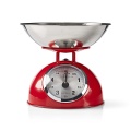 Kitchen Scales | Analog | Stainless Steel | Removable Bowl | Red, Nedis