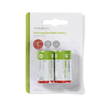Rechargeable NiMH Battery C | 1.2 V DC | 4000 mAh | Precharged | 2-Blister | HR14 | Green / Red