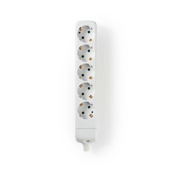 Extension Socket | Type F (CEE 7/7) | 5-Way | 3680 W | 16 A | Kind of grounding: Side Contacts | 230 V AC 50/60 Hz | Socket angle: 45 ° | No Cable Included | White