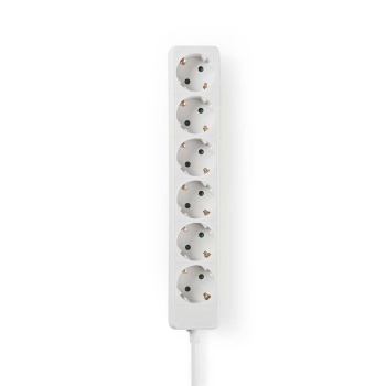 Extension Socket | Type F (CEE 7/7) | 6-Way | 3.00 m | 3680 W | 16 A | Kind of grounding: Side Contacts | 230 V AC 50/60 Hz | Socket angle: 45 ° | H05VV-F 3G1.5mm² | White