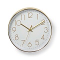 Wall Clock | Diameter: 300 mm | Plastic | Gold / White